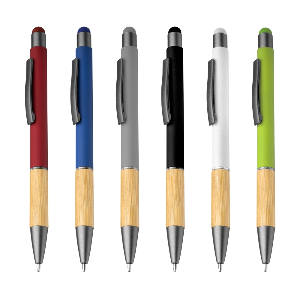 Caneta Touch Screen Alumínio e Bambu