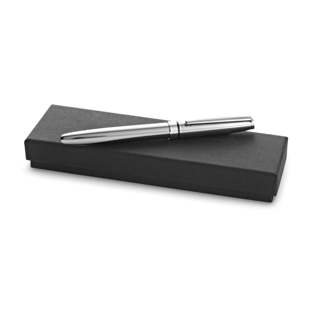 Roller em metal com escrita em preto