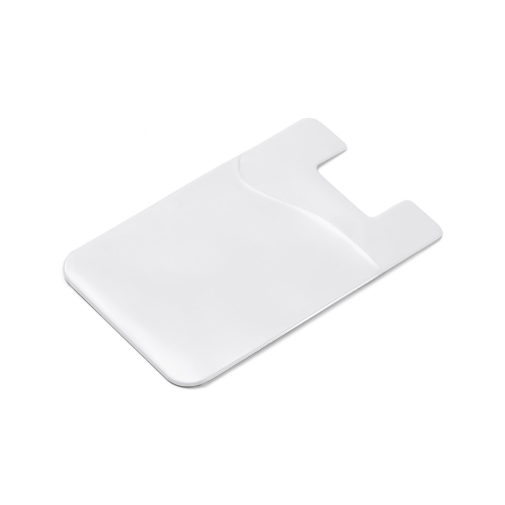 Porta cartões para celular em PVC com autocolante.