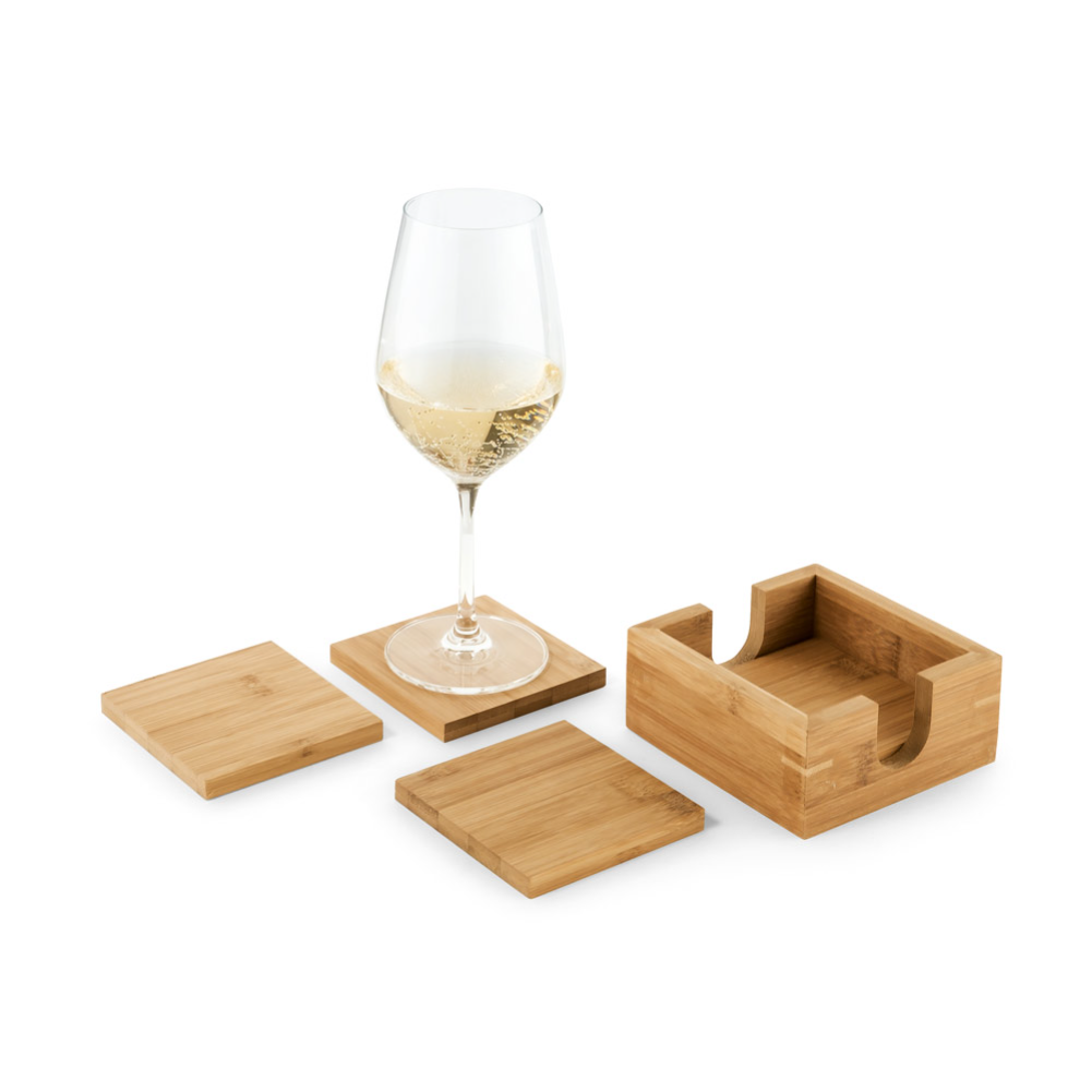 GAUTHIER. Conjunto de 4 porta copos em bambu