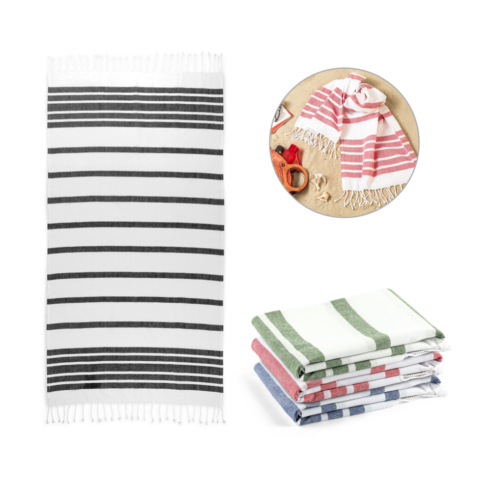 MALLORCA. Toalha de praia em algodão (70% reciclado) e poliéster (30% reciclado) (180 g/m²)